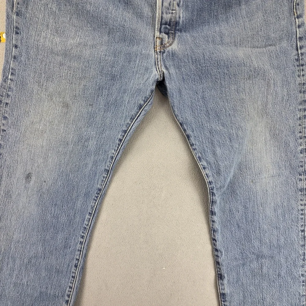 Levis‎ 501 Jeans Mens Blue Straight Button Fly Distressed Denim Fits 38x30